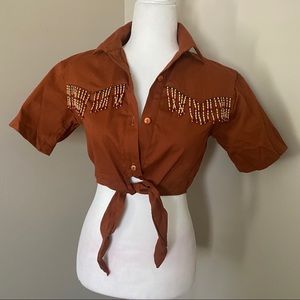 Vintage Beaded Crop Top Size XS/S